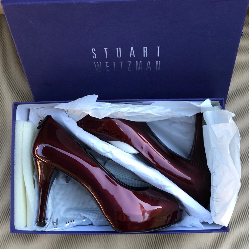 Stuart Weitzman Red Sierra Peep-Toe Pump